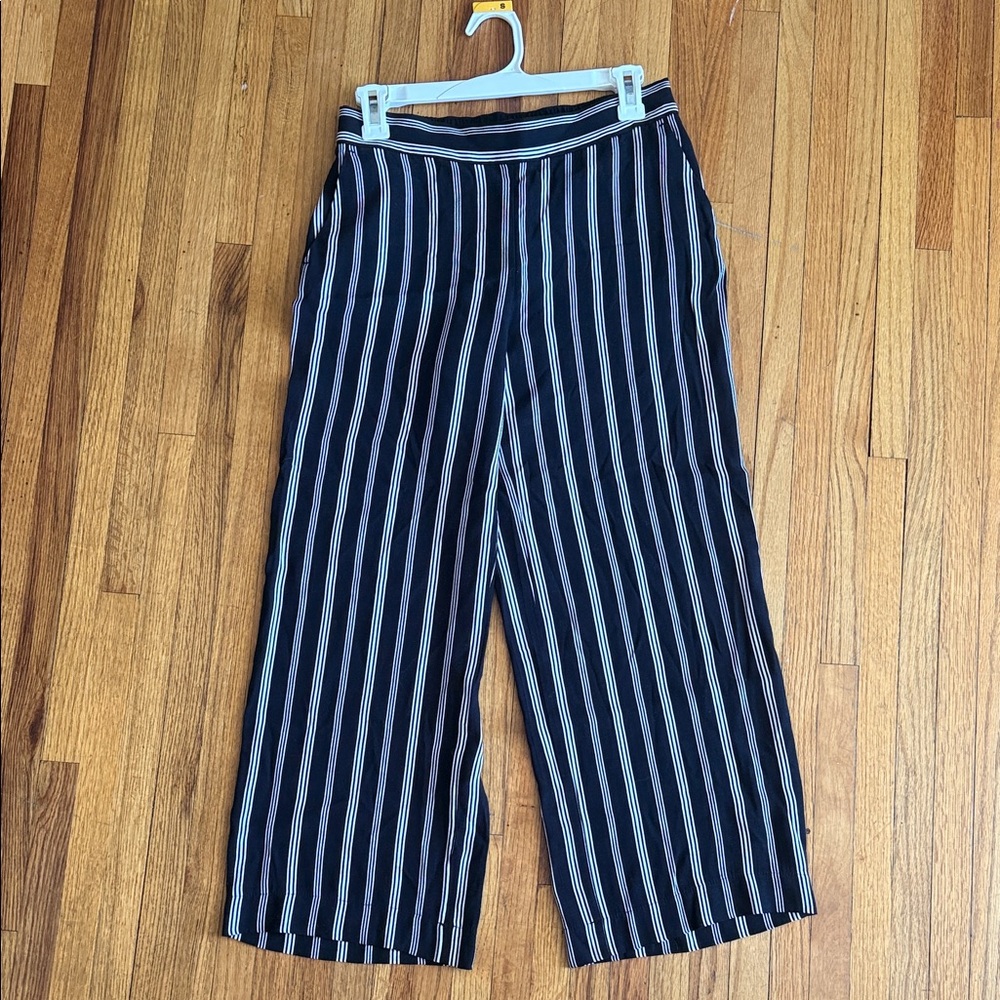 LOFT Black and White Striped Trousers